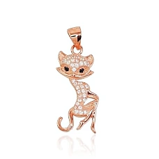 Серебряный кулон, 2.5 g, Серебро 925 проба, красное золото (покрытие), Цирконы