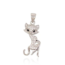 Серебряный кулон, 2.5 g, Серебро 925 проба, родий (покрытие), Цирконы