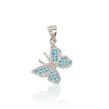 Серебряный кулон, 1.6 g, Серебро 925 проба, родий (покрытие), Цирконы