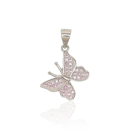 Women, Butterfly - Silver pendant, 1.6 g, Silver 925 fineness, Rhodium (Plating), Zirkons