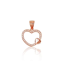 Серебряный кулон, 1.5 g, Серебро 925 проба, красное золото (покрытие), Цирконы