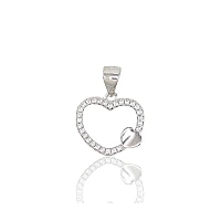 Серебряный кулон, 1.5 g, Серебро 925 проба, родий (покрытие), Цирконы