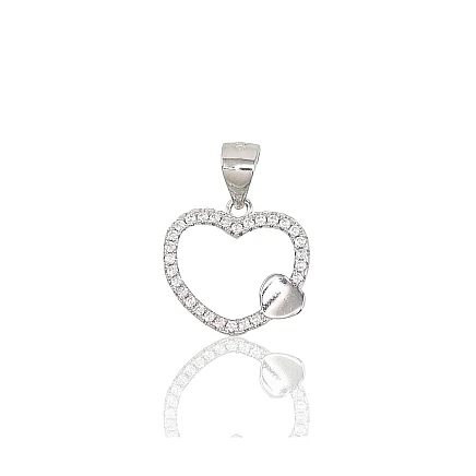 Women, Heart - Silver pendant, 1.5 g, Silver 925 fineness, Rhodium (Plating), Zirkons