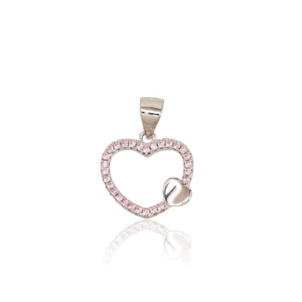 Women, Heart - Silver pendant, 1.4 g, Silver 925 fineness, Rhodium (Plating), Zirkons