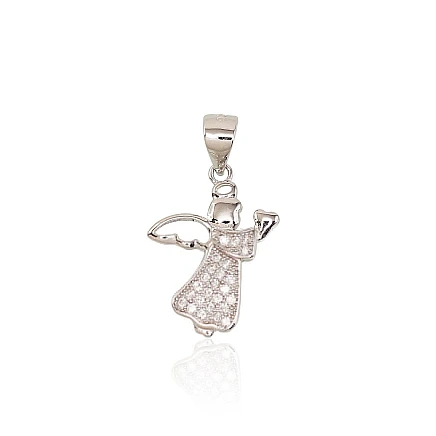 Women, Angel - Silver pendant, 1.2 g, Silver 925 fineness, Rhodium (Plating), Zirkons
