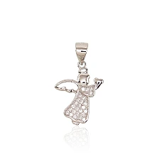Серебряный кулон, 1.3 g, Серебро 925 проба, родий (покрытие), Цирконы