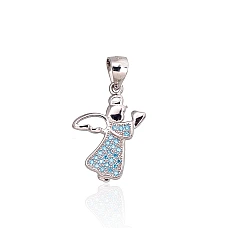 Серебряный кулон, 1.2 g, Серебро 925 проба, родий (покрытие), Цирконы