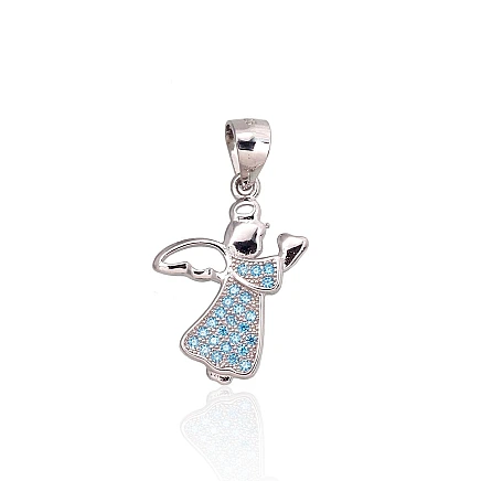 Sieviešu, Eņģelis - Sudraba kulons, 1.2 g, Sudrabs 925 prove, rodijs (pārklājums), Cirkoni