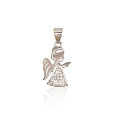 Серебряный кулон, 1.4 g, Серебро 925 проба, родий (покрытие), Цирконы