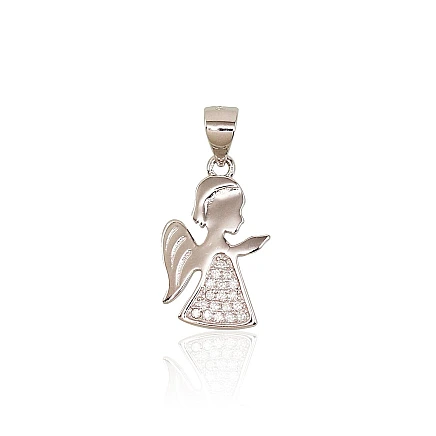 Sieviešu, Eņģelis - Sudraba kulons, 1.4 g, Sudrabs 925 prove, rodijs (pārklājums), Cirkoni