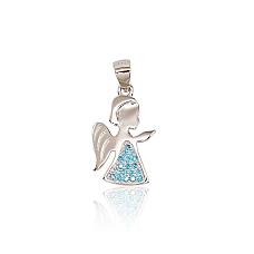 Серебряный кулон, 1.4 g, Серебро 925 проба, родий (покрытие), Цирконы