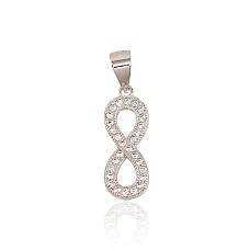 Серебряный кулон, 1.1 g, Серебро 925 проба, родий (покрытие), Цирконы