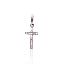 Серебряный кулон, 0.5 g, Серебро 925 проба, родий (покрытие), Цирконы