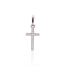 Серебряный кулон, 0.6 g, Серебро 925 проба, родий (покрытие), Цирконы