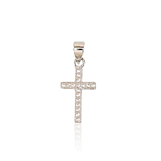 Серебряный кулон, 0.7 g, Серебро 925 проба, родий (покрытие), Цирконы