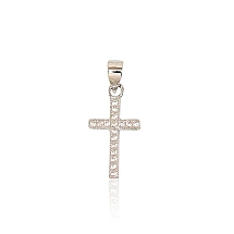 Серебряный кулон, 0.8 g, Серебро 925 проба, родий (покрытие), Цирконы