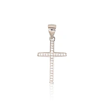Серебряный кулон, 0.9 g, Серебро 925 проба, родий (покрытие), Цирконы