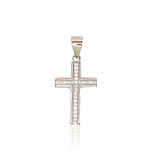 Серебряный кулон, 1.5 g, Серебро 925 проба, родий (покрытие), Цирконы