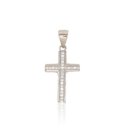 Krustiņi un ikonas, Krustiņš - Sudraba kulons, 1.5 g, Sudrabs 925 prove, rodijs (pārklājums), Cirkoni