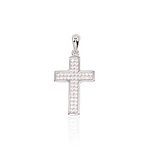 Серебряный кулон, 1.8 g, Серебро 925 проба, родий (покрытие), Цирконы