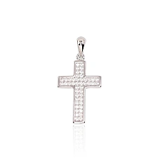 Серебряный кулон, 1.8 g, Серебро 925 проба, родий (покрытие), Цирконы