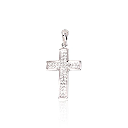 Krustiņi un ikonas, Krustiņš - Sudraba kulons, 1.8 g, Sudrabs 925 prove, rodijs (pārklājums), Cirkoni