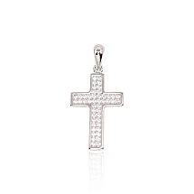 Серебряный кулон, 1.9 g, Серебро 925 проба, родий (покрытие), Цирконы