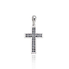 Серебряный кулон, 1.9 g, Серебро 925 проба, родий (покрытие), Цирконы