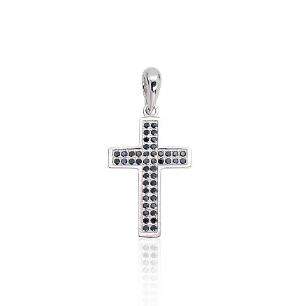 Krustiņi un ikonas, Krustiņš - Sudraba kulons, 1.9 g, Sudrabs 925 prove, rodijs (pārklājums), Cirkoni