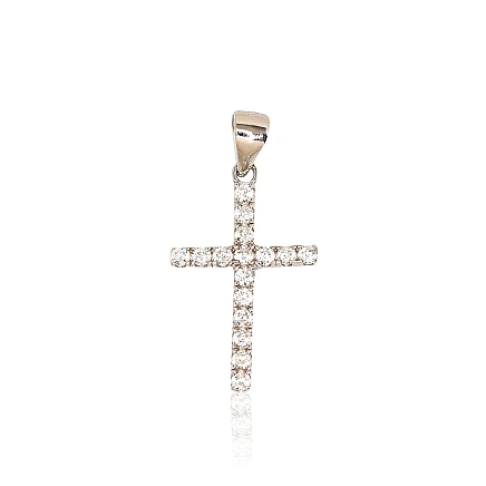 Krustiņi un ikonas, Krustiņš - Sudraba kulons, 1.3 g, Sudrabs 925 prove, rodijs (pārklājums), Cirkoni