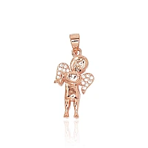 Серебряный кулон, 2.4 g, Серебро 925 проба, красное золото (покрытие), Цирконы