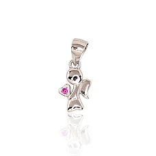 Серебряный кулон, 0.8 g, Серебро 925 проба, родий (покрытие), Цирконы