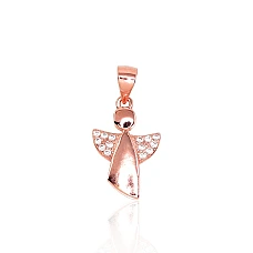 Серебряный кулон, 1.4 g, Серебро 925 проба, красное золото (покрытие), Цирконы