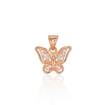Серебряный кулон, 1.1 g, Серебро 925 проба, красное золото (покрытие), Цирконы