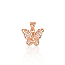 Silver pendant, 1.1 g, Silver 925 fineness, red gold (Plating), Zirkons