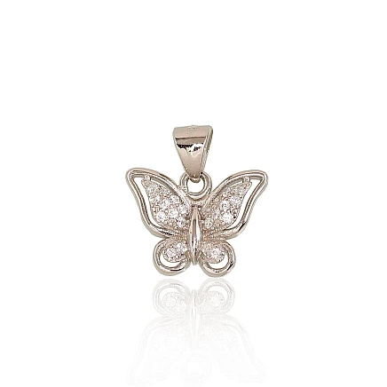 Women, Butterfly - Silver pendant, 1.1 g, Silver 925 fineness, Rhodium (Plating), Zirkons
