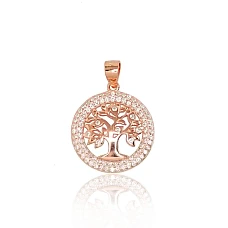 Серебряный кулон, 2.3 g, Серебро 925 проба, красное золото (покрытие), Цирконы
