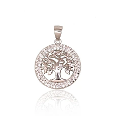 Серебряный кулон, 2.2 g, Серебро 925 проба, родий (покрытие), Цирконы