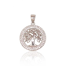 Серебряный кулон, 2.3 g, Серебро 925 проба, родий (покрытие), Цирконы