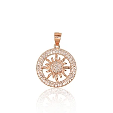 Серебряный кулон, 2.2 g, Серебро 925 проба, красное золото (покрытие), Цирконы
