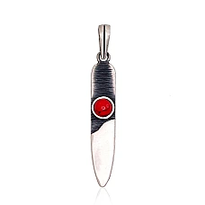 Silver pendant, 4.4 g, Silver 925 fineness, oxide (Plating), Coral (Imitation)