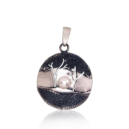 K-Exclusive  collection,  - Silver pendant, 7 g, Silver 925 fineness, oxide (Plating), Fresh-water Pearl