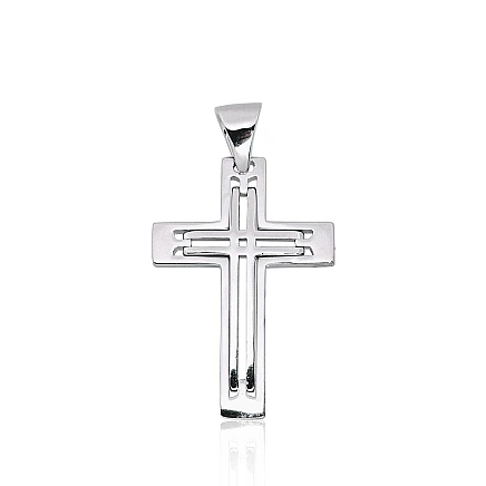 Crosses and Icons, Cross - Silver pendant, 5 g, Silver 925 fineness, Rhodium (Plating)