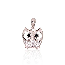 Серебряный кулон, 1.6 g, Серебро 925 проба, родий (покрытие), Цирконы