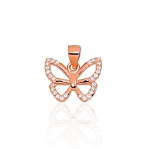 Серебряный кулон, 1.3 g, Серебро 925 проба, красное золото (покрытие), Цирконы