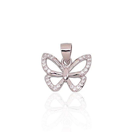 Women, Butterfly - Silver pendant, 1.4 g, Silver 925 fineness, Rhodium (Plating), Zirkons