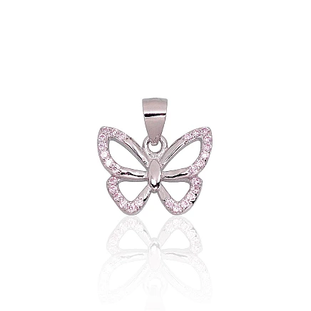 Women, Butterfly - Silver pendant, 1.5 g, Silver 925 fineness, Rhodium (Plating), Zirkons