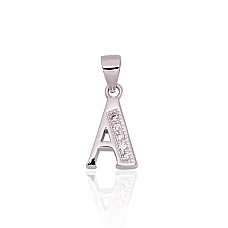 Серебряный кулон, 1.2 g, Серебро 925 проба, родий (покрытие), Цирконы