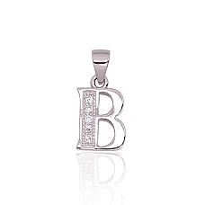 Серебряный кулон, 1.6 g, Серебро 925 проба, родий (покрытие), Цирконы