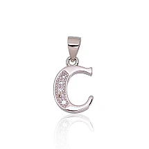 Серебряный кулон, 1.4 g, Серебро 925 проба, родий (покрытие), Цирконы